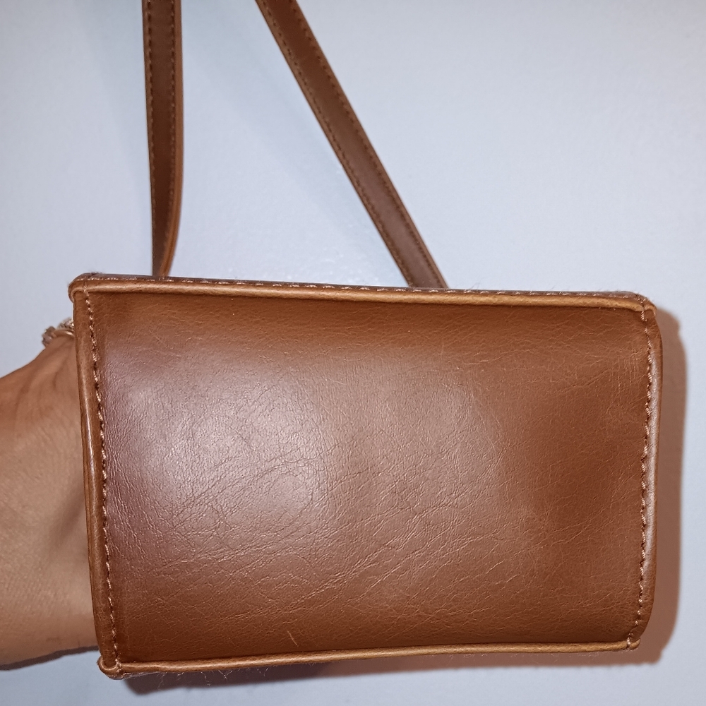 Brown Crossbody Bag Unique Rectangular Design Wit… - image 8